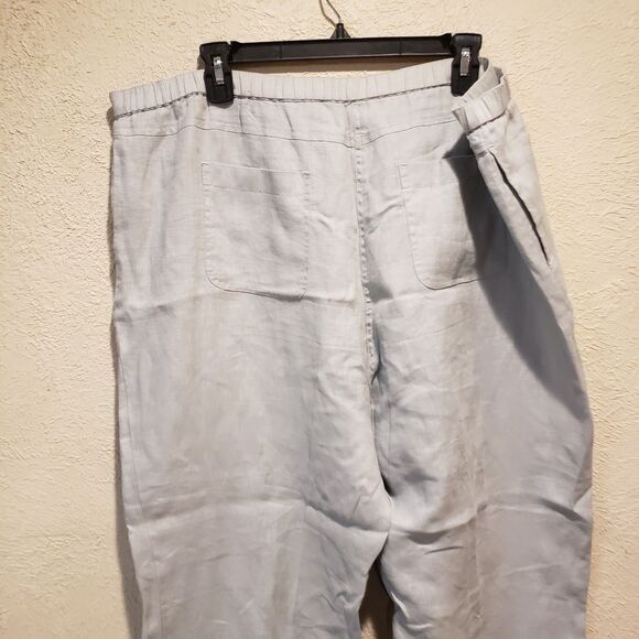Soft Surroundings Womens Wide Leg Linen Pants PXL Grey Pull On Drawstring - Picture 6 of 9